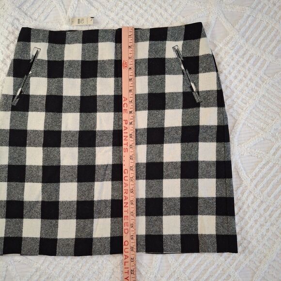 Talbots Women's Size 12 Black & White Check Buffalo Plaid Wool Blend Skirt Lined - Picture 2 of 7